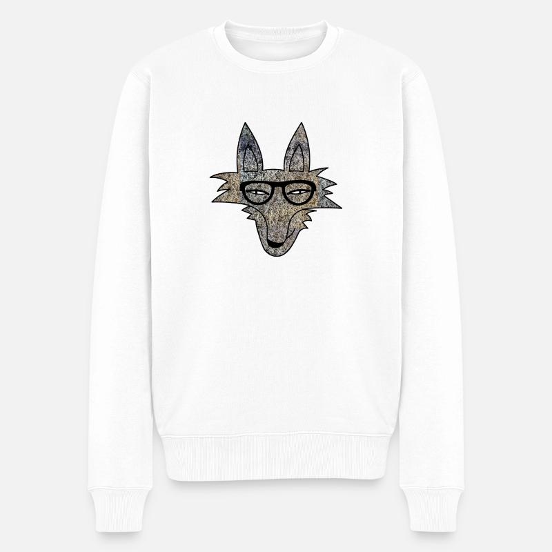 Loup hipster - Pull Premium bio Homme - blanc