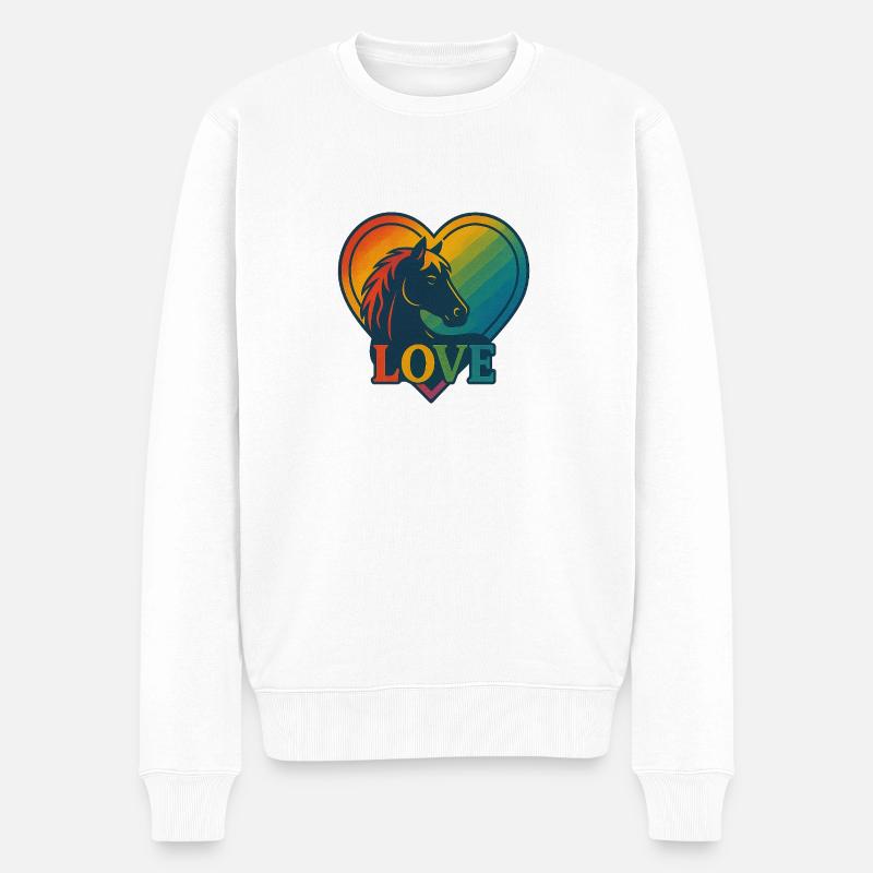 L’amour des chevaux - Pull Premium bio Homme - blanc