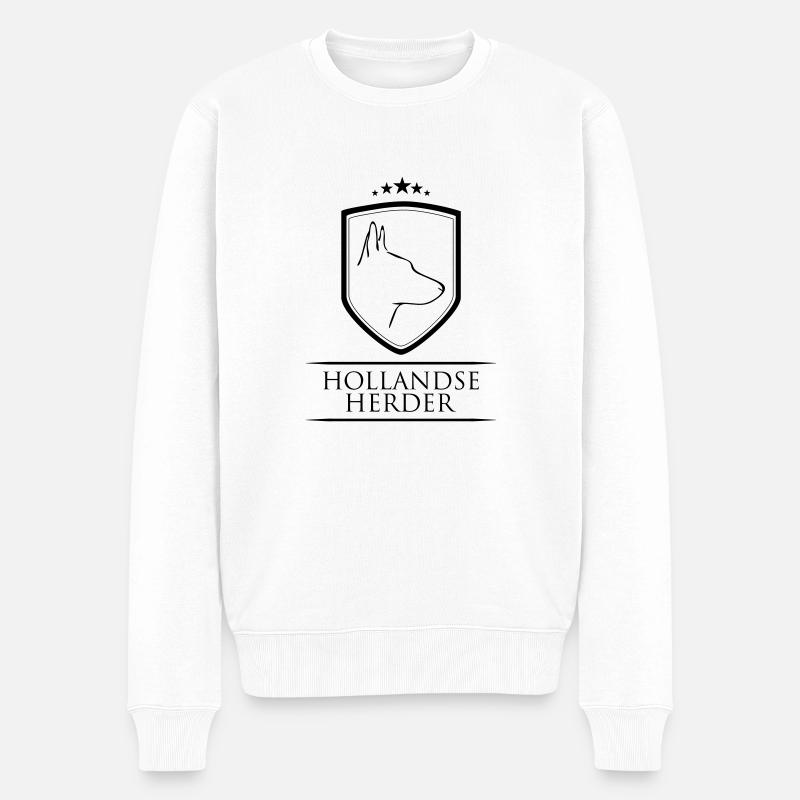 HOLLANDSE HERDER WAPPEN - Männer Premium Bio Pullover - Weiß