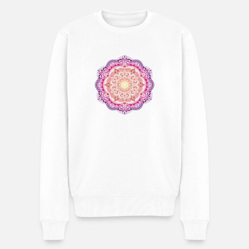 Mandala - Männer Premium Bio Pullover - Weiß