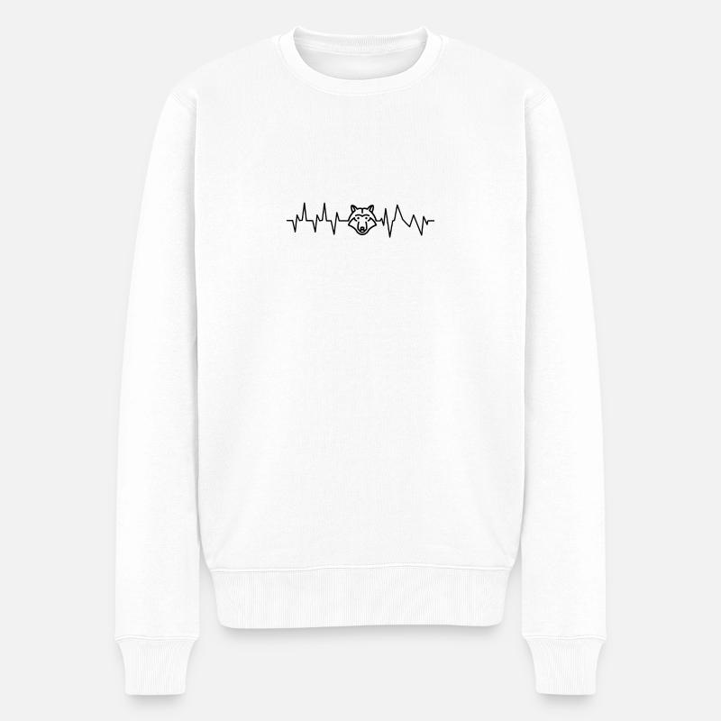 Wolf Shirt · Wölfe · Wolfshund · Heartbeat · Tiere - Männer Premium Bio Pullover - Weiß