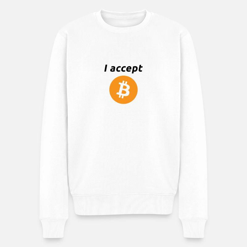 I accept Bitcoins (schwarze Schrift) - Männer Premium Bio Pullover - Weiß