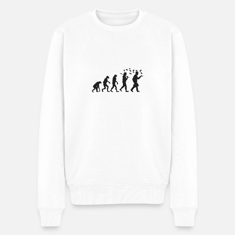 Evolution - Kapitalist - Geschenk - Männer Premium Bio Pullover - Weiß