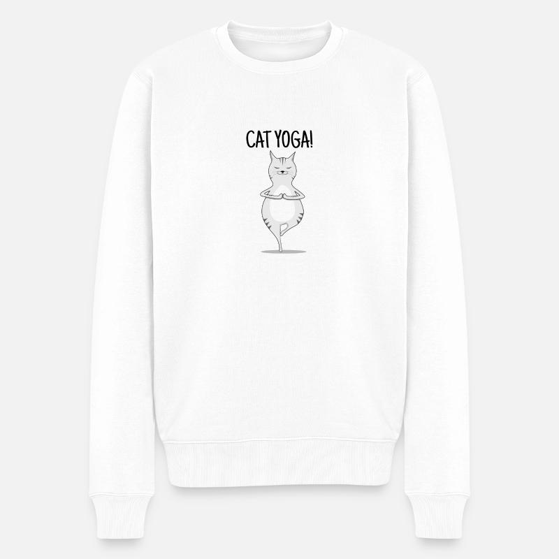 Chat de yoga ! - Pull Premium bio Homme - blanc