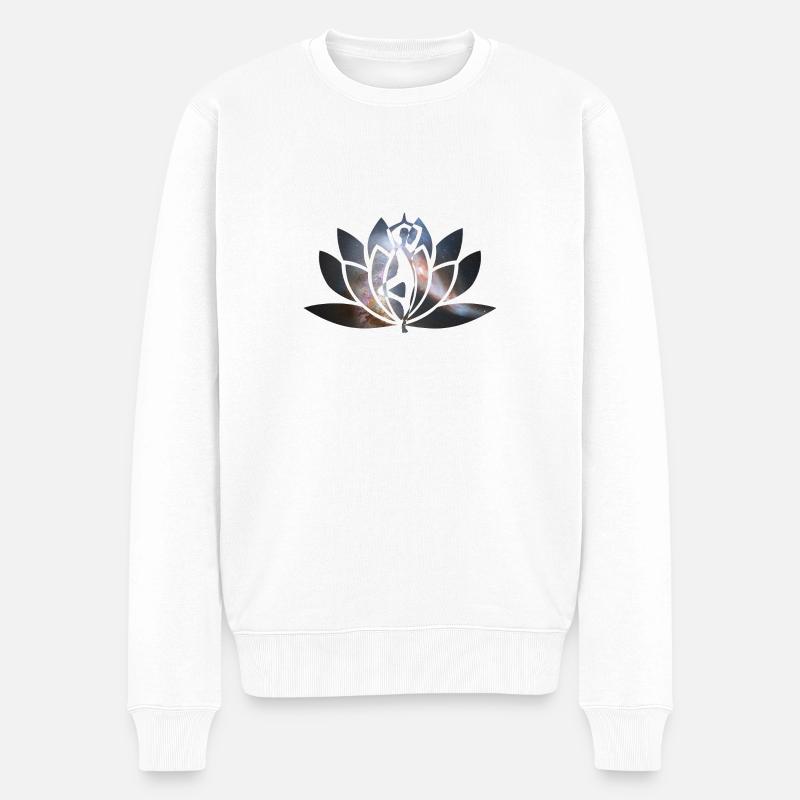 Yoga Lotusblüte - Männer Premium Bio Pullover - Weiß