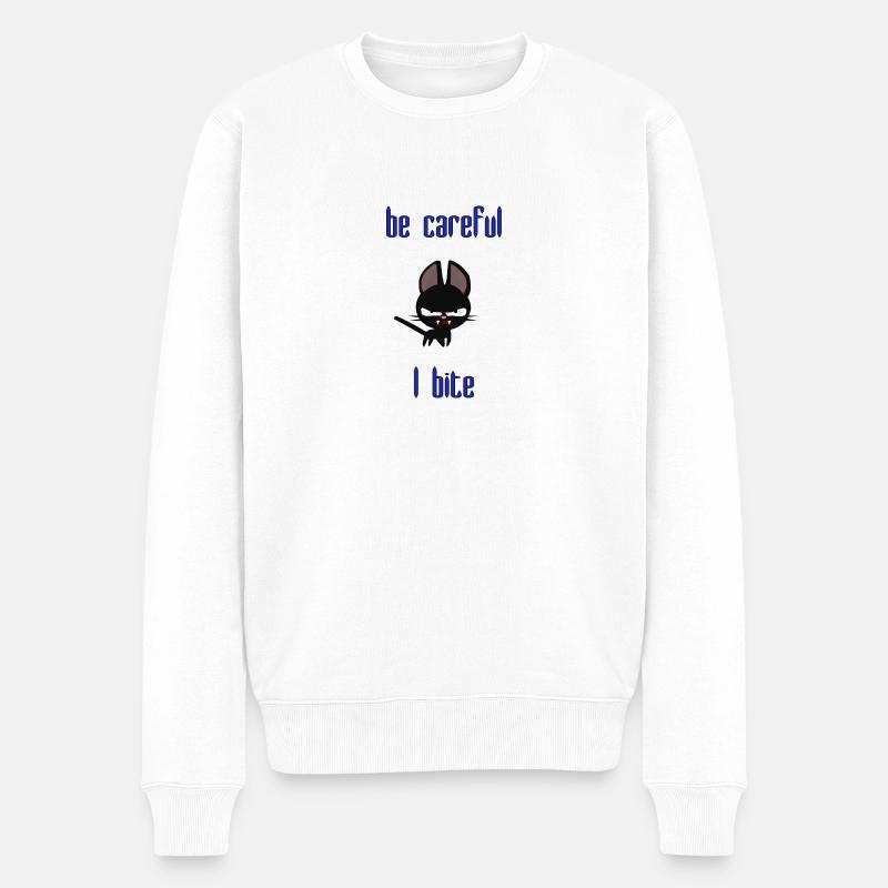 wütende Katze angry cat Haustier Geschenk Idee - Männer Premium Bio Pullover - Weiß