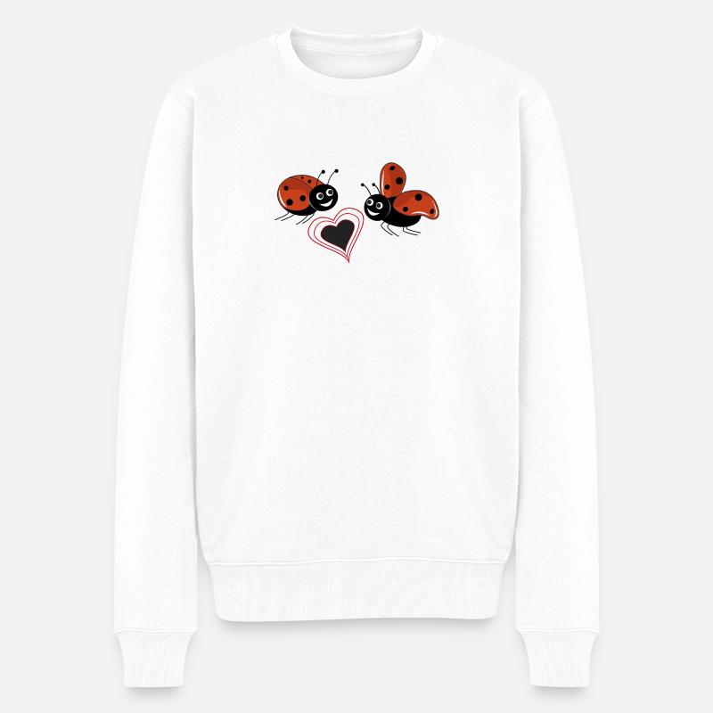 Marienkäfer mit Herz - Männer Premium Bio Pullover - Weiß