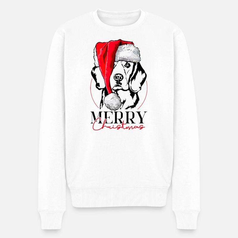 Santa Beagle Merry Christmas Hunde Wilsigns - Männer Premium Bio Pullover - Weiß