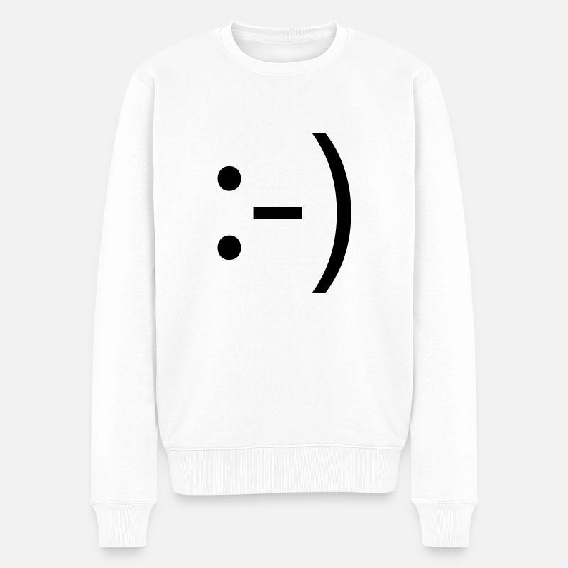 smile :-) - Männer Premium Bio Pullover - Weiß