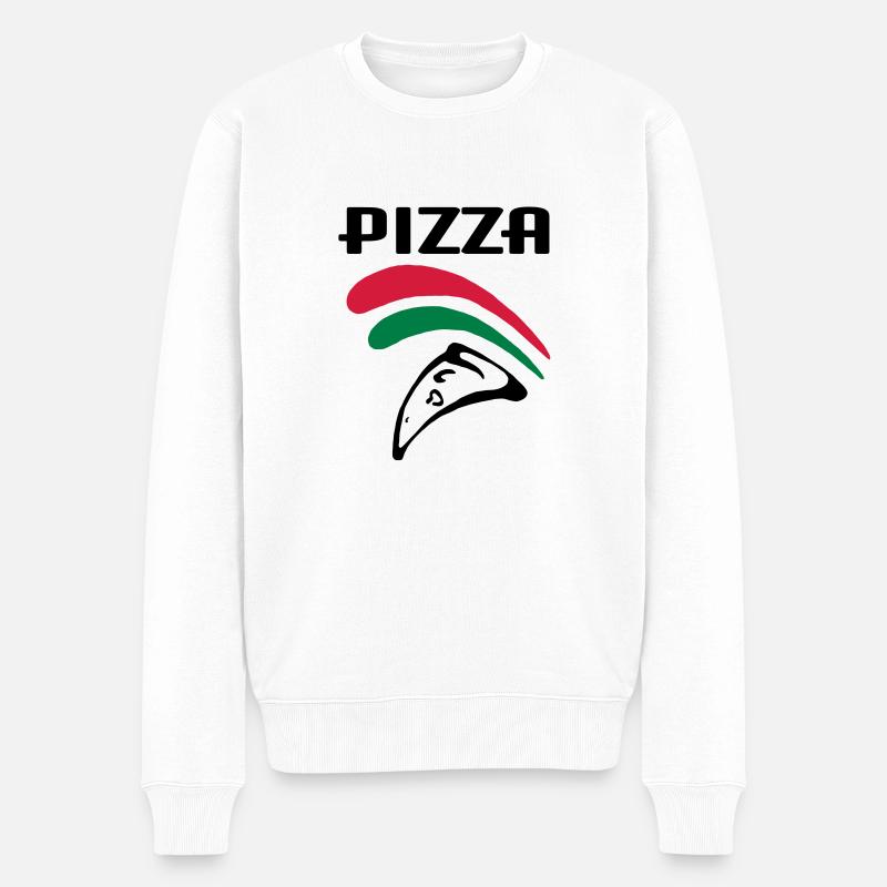 Pizza (3c) - Pull Premium bio Homme - blanc