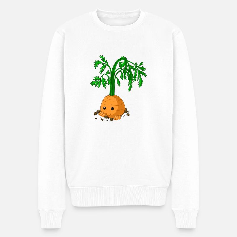 Schüchterne Comic Karotte - Männer Premium Bio Pullover - Weiß