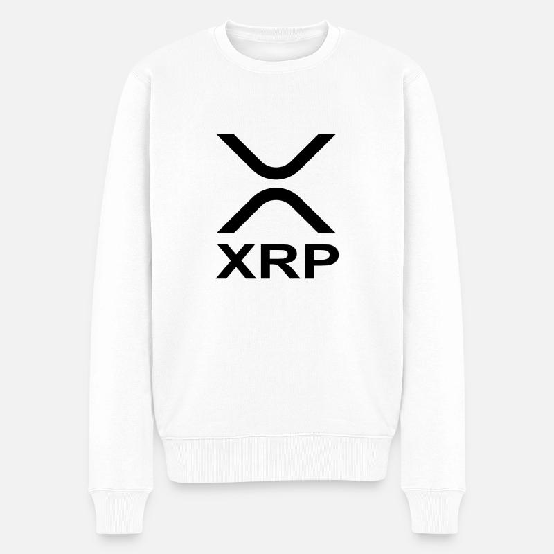 XRP Logo Krypto Bitcoin Ripple Spruch Geschenk - Männer Premium Bio Pullover - Weiß