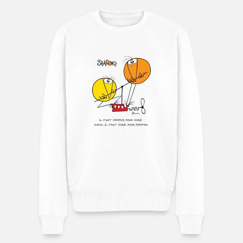 Les Shadoks pompent - Pull Premium bio Homme - blanc