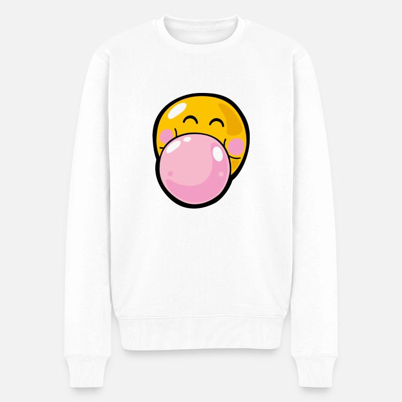 Smiley blow gum - Männer Premium Bio Pullover - Weiß