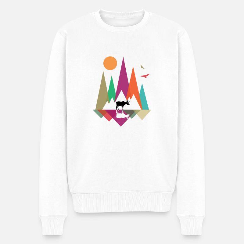 Hipster Mountains & Moose - Pull Premium bio Homme - blanc