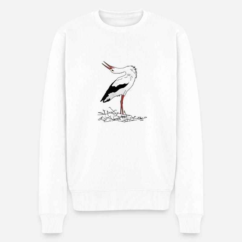 Storch - Männer Premium Bio Pullover - Weiß