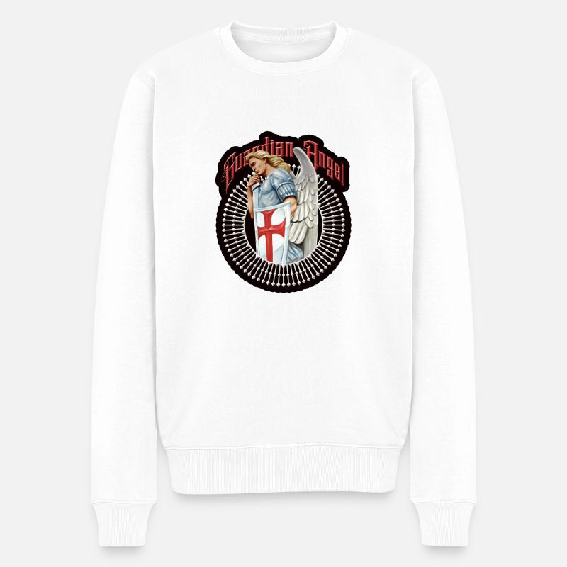 Schutzengel - Männer Premium Bio Pullover - Weiß
