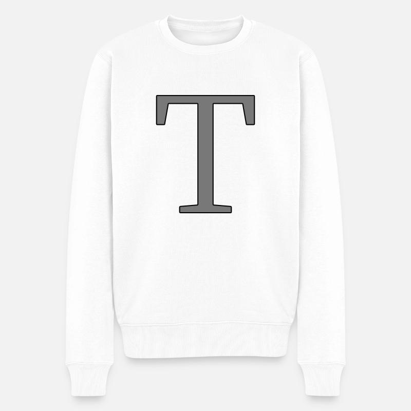 Buchstabe T Anfangsbuchstabe - Männer Premium Bio Pullover - Weiß