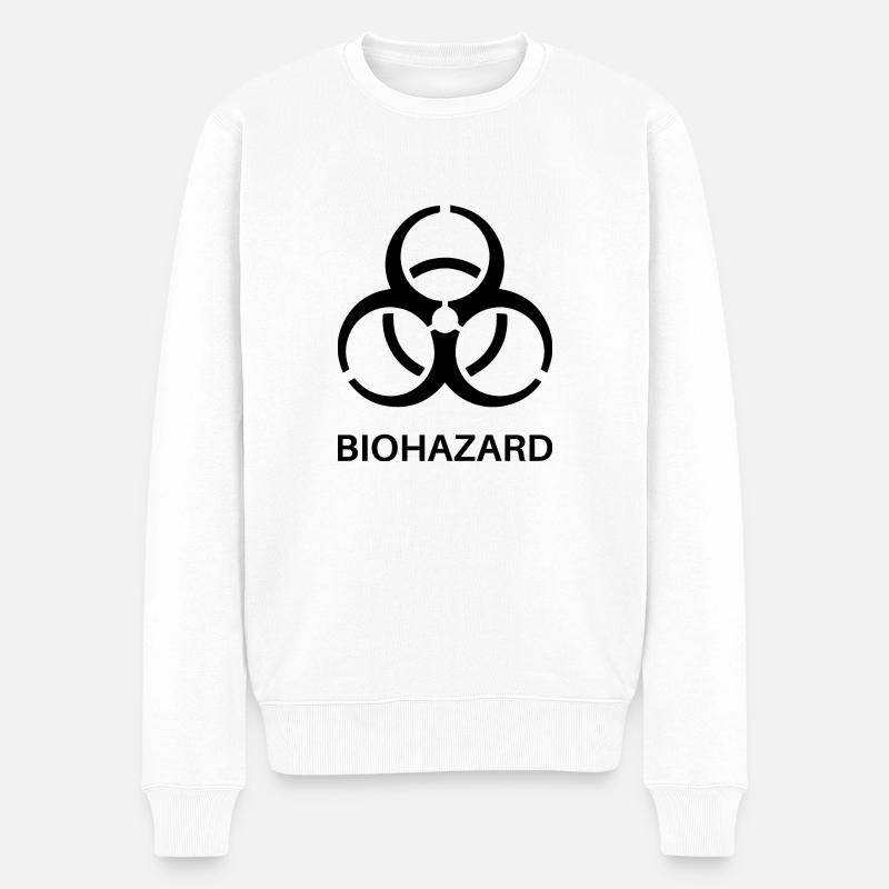 Warnung vor Biogefahren, Warnung vor Biologischen Daten - Männer Premium Bio Pullover - Weiß