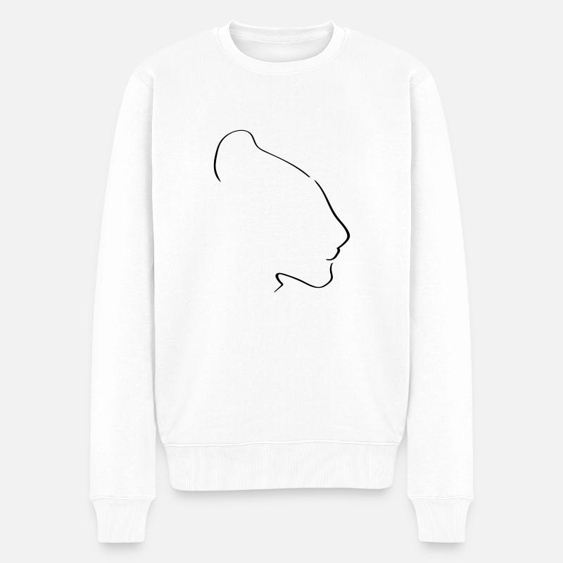 Löwin Line Art - Minimalistisch - Männer Premium Bio Pullover - Weiß
