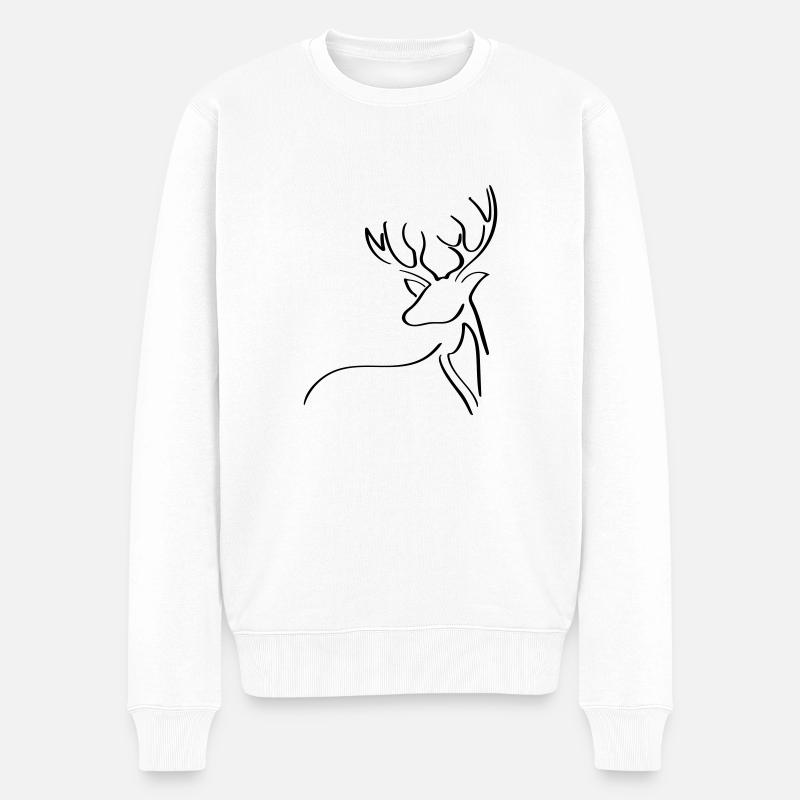 Elch Line Art - Minimalistisch - Männer Premium Bio Pullover - Weiß