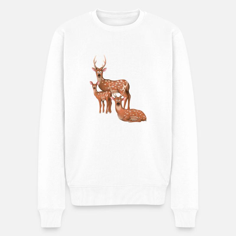 Famille de cerfs Axis - Pull Premium bio Homme - blanc