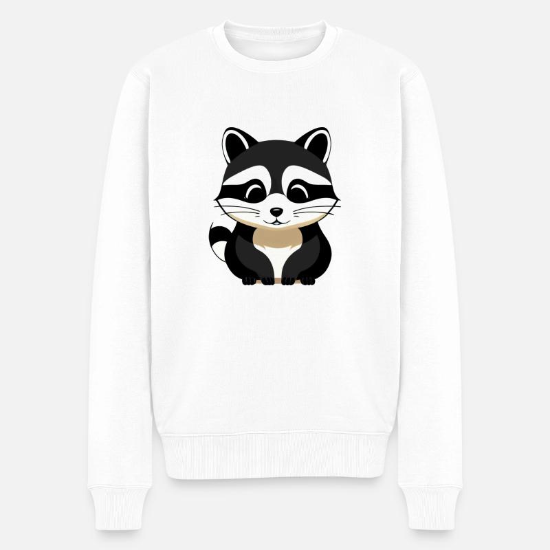 Waschbären süßer Cartoon Waschbär 33 - Männer Premium Bio Pullover - Weiß