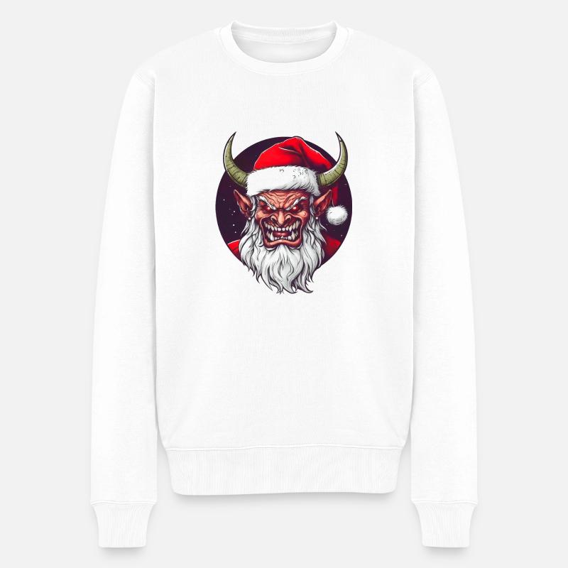 Weihnachtsdämon - Männer Premium Bio Pullover - Weiß