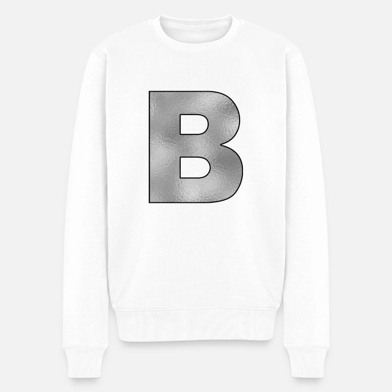 Lettre B Argent - Pull Premium bio Homme - blanc