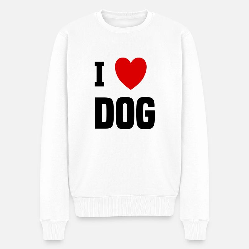 Ich liebe Hund - Männer Premium Bio Pullover - Weiß