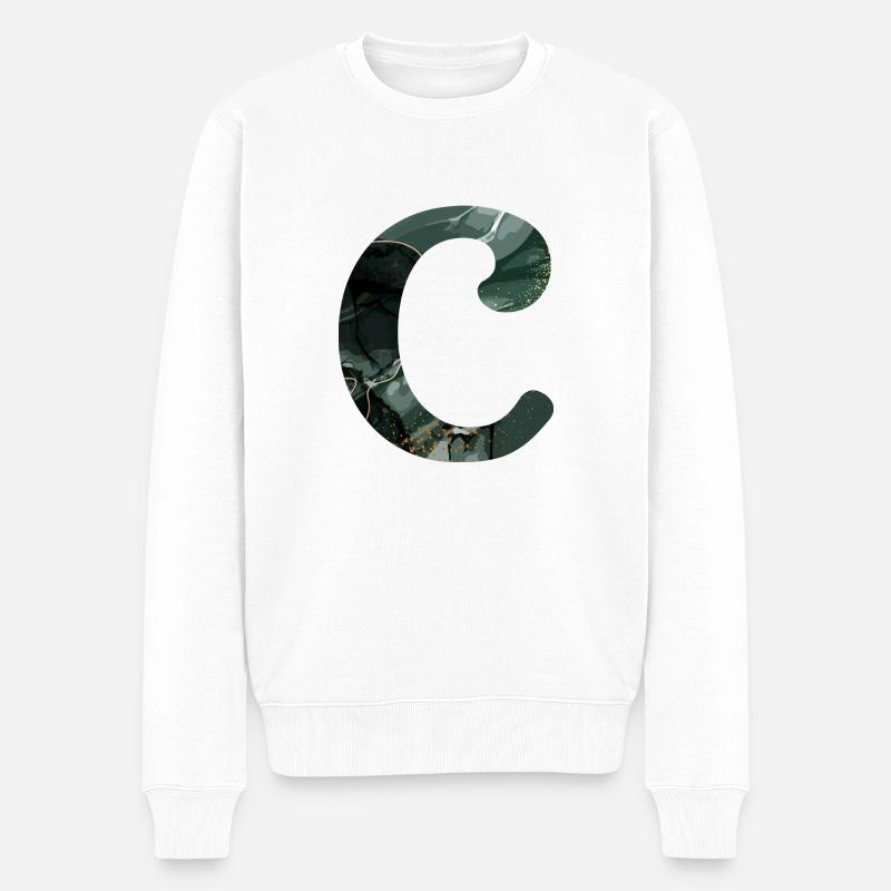 Grün marmorierter Buchstabe c - Männer Premium Bio Pullover - Weiß
