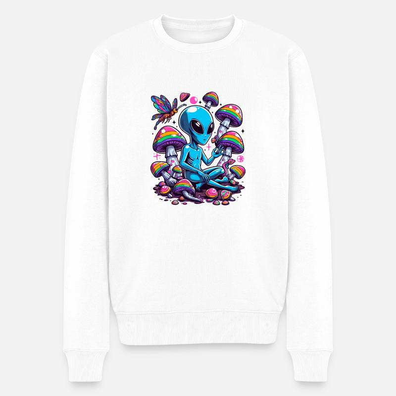 Alien Wonderland - Männer Premium Bio Pullover - Weiß