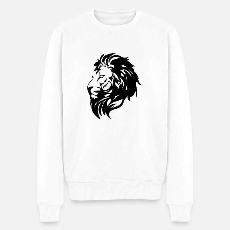 lion - Männer Premium Bio Pullover - Weiß