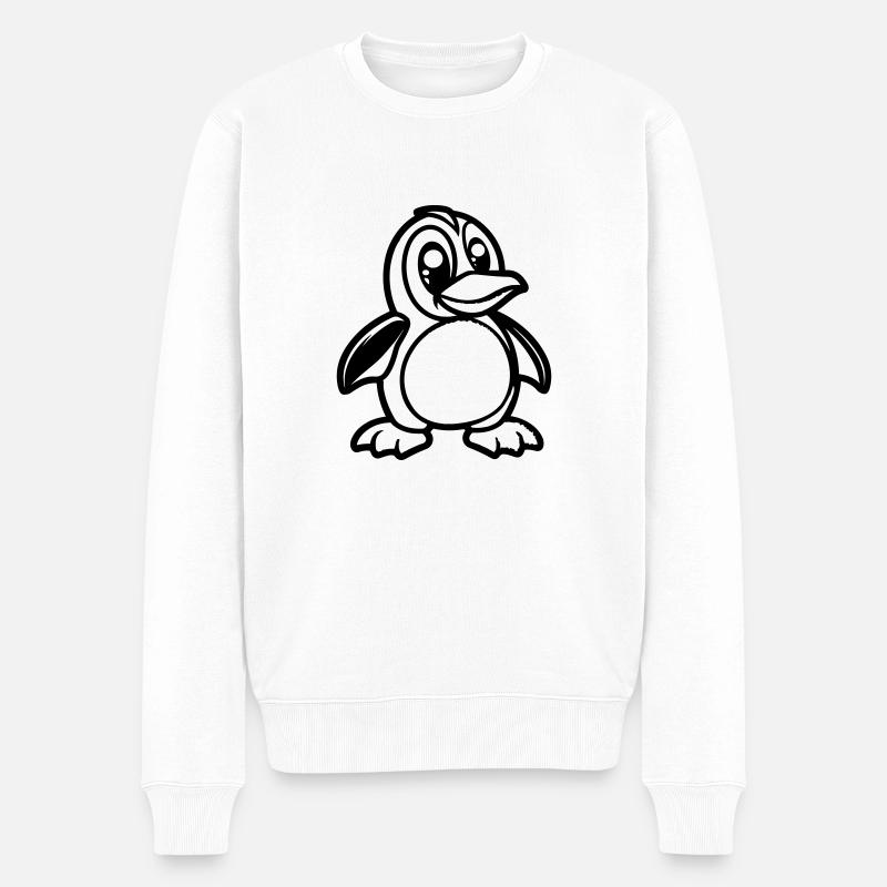 pinguin comic - Männer Premium Bio Pullover - Weiß