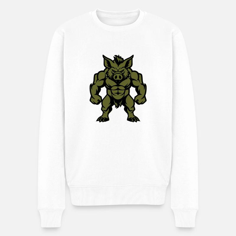 wildschwein comic - Männer Premium Bio Pullover - Weiß