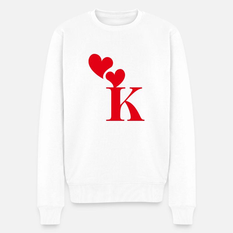 Buchstabe k Rotes Herz - Männer Premium Bio Pullover - Weiß