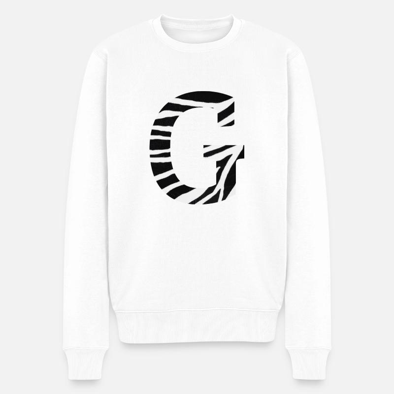 Buchstabe g Zebra - Männer Premium Bio Pullover - Weiß
