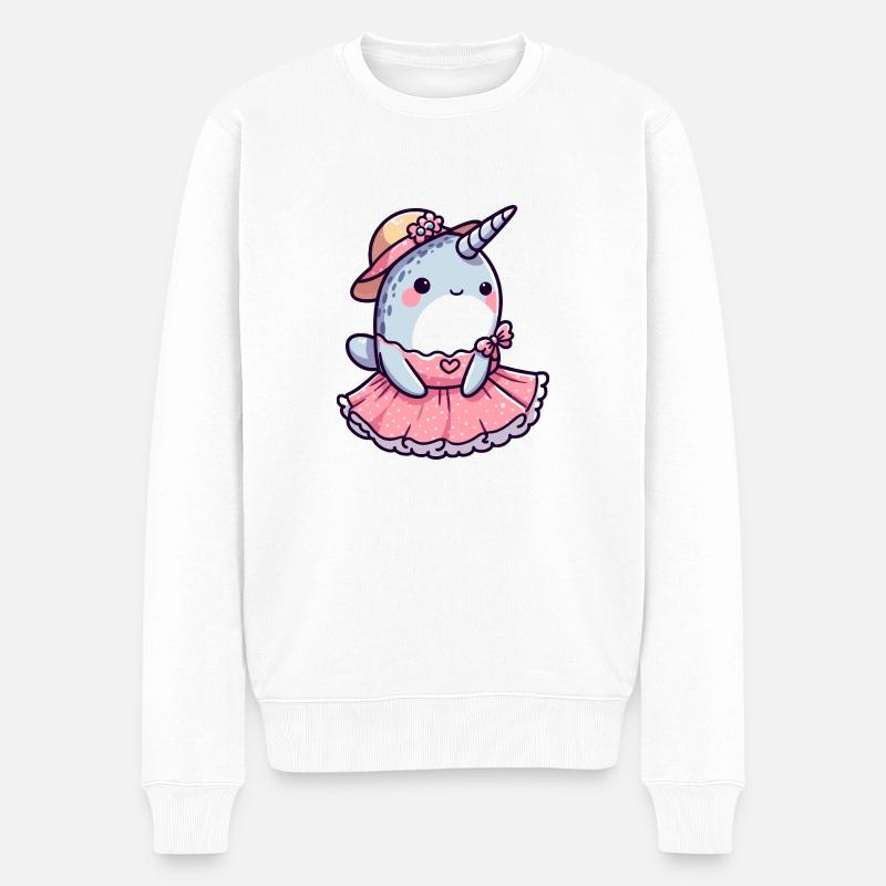 Narwal-Prinzessin - Männer Premium Bio Pullover - Weiß