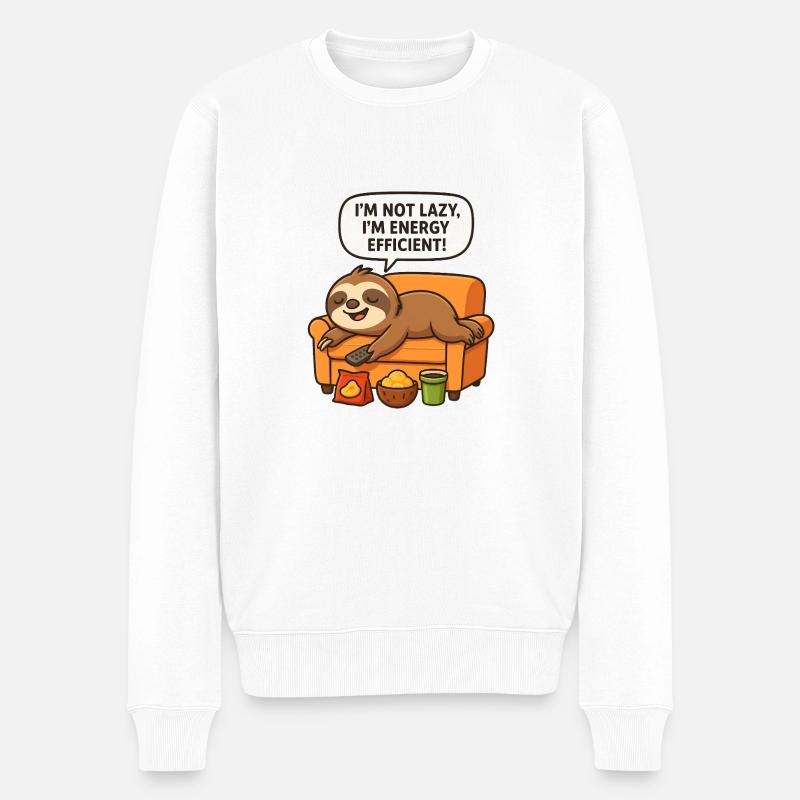 Faules Faultier - Männer Premium Bio Pullover - Weiß