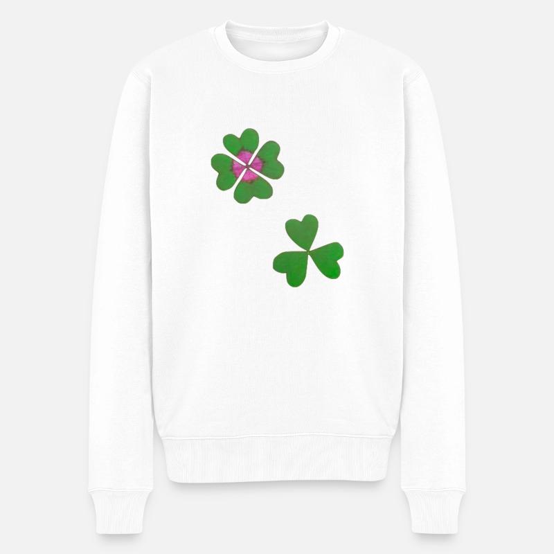 Vierblättriges Kleeblatt - Männer Premium Bio Pullover - Weiß