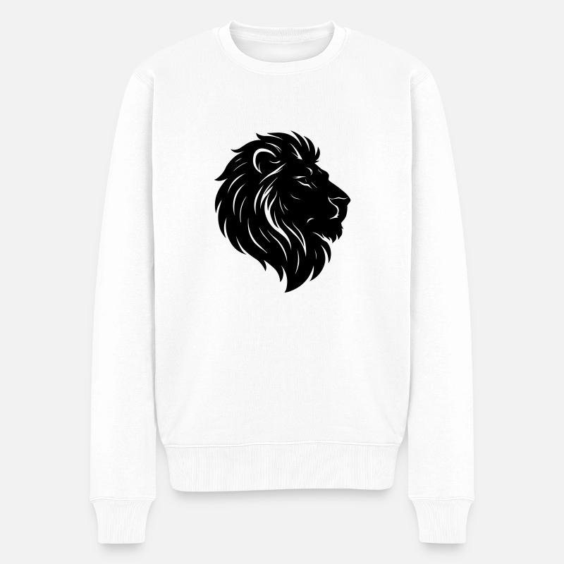 Löwe Löwenkopf - Männer Premium Bio Pullover - Weiß