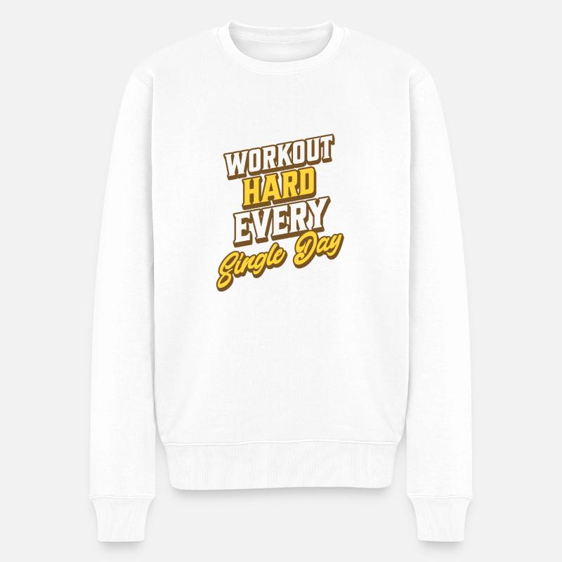 Entraînez-vous dur - pleine puissance chaque jour - Pull Premium bio Homme - blanc