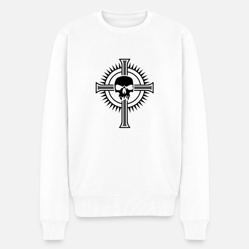 skull_cross - Männer Premium Bio Pullover - Weiß