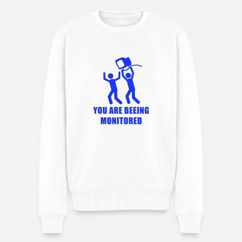 Monitored - Männer Premium Bio Pullover - Weiß