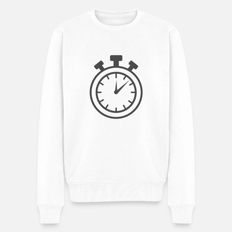 Stoppuhr - Männer Premium Bio Pullover - Weiß