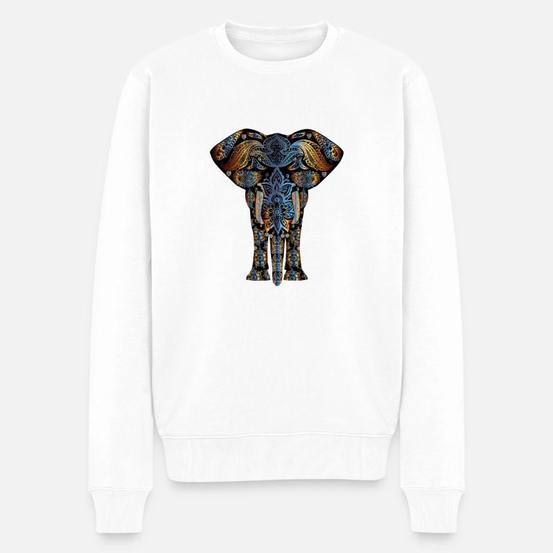 Elefant - Männer Premium Bio Pullover - Weiß