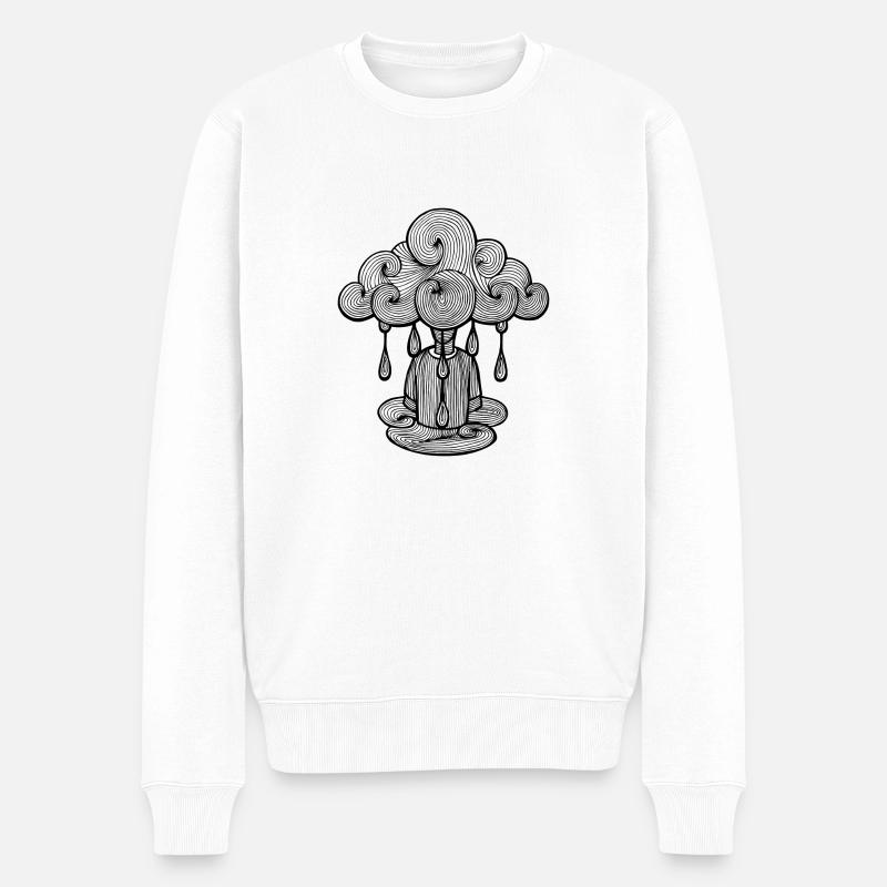 Cloud Montag Regen, Montag ist schlecht ... - Männer Premium Bio Pullover - Weiß