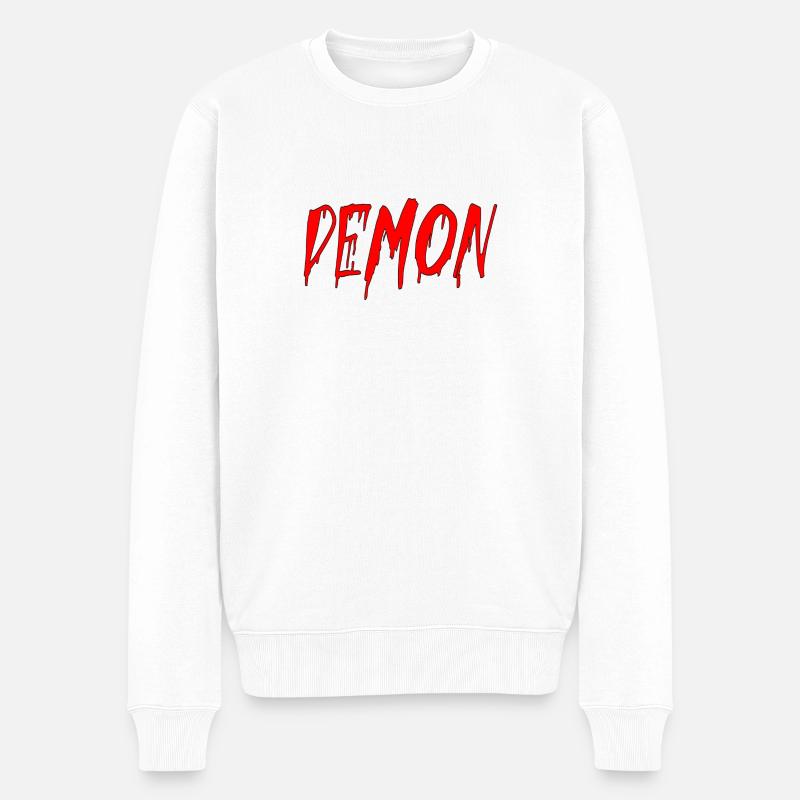Dämon - Männer Premium Bio Pullover - Weiß