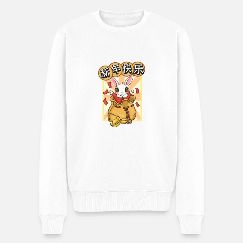 Chinesisches Neujahr Hase Asien 2023 I Geschenk - Männer Premium Bio Pullover - Weiß