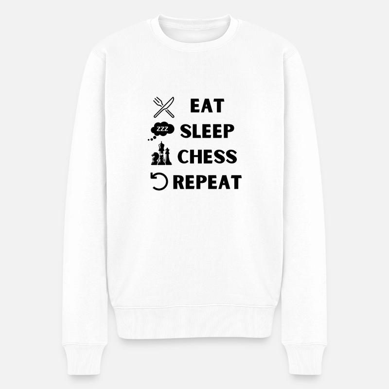 EAT SLEEP CHESS REPEAT - Pull Premium bio Homme - blanc